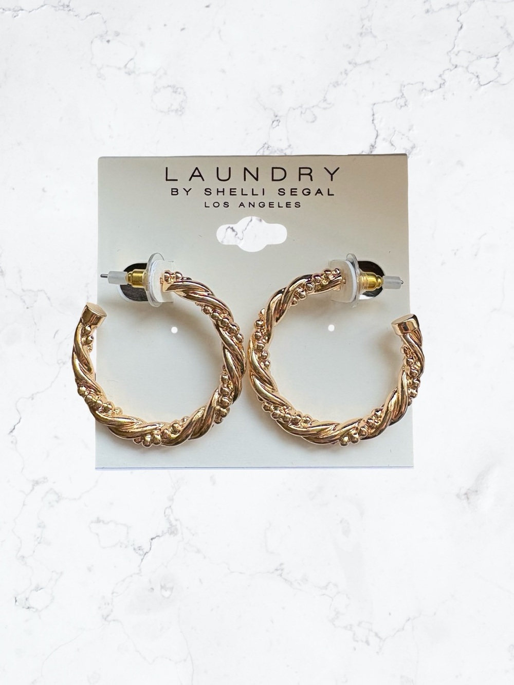 Laundry By Shelli Segal Gold Rope-Textured Hoop Earrings